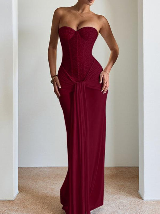 Elegant Halter Neck Dress with Flowing Sleeves, Long Sleeve Bodycon Midi Dress, Perfect for Parties & Special Occasions