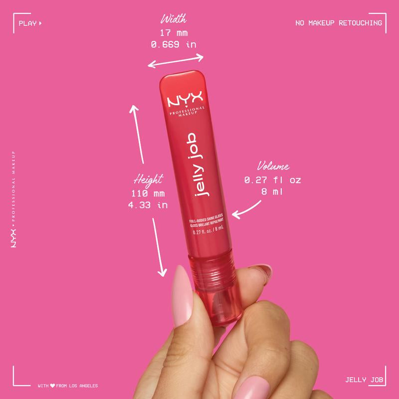 Jelly Job Full-Bodied Shine Gloss, Jelly-Smooth Shine, Precision Applicator, NYX Professional Makeup
