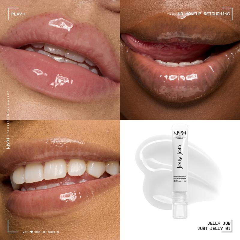 Jelly Job Full-Bodied Shine Gloss, Jelly-Smooth Shine, Precision Applicator, NYX Professional Makeup